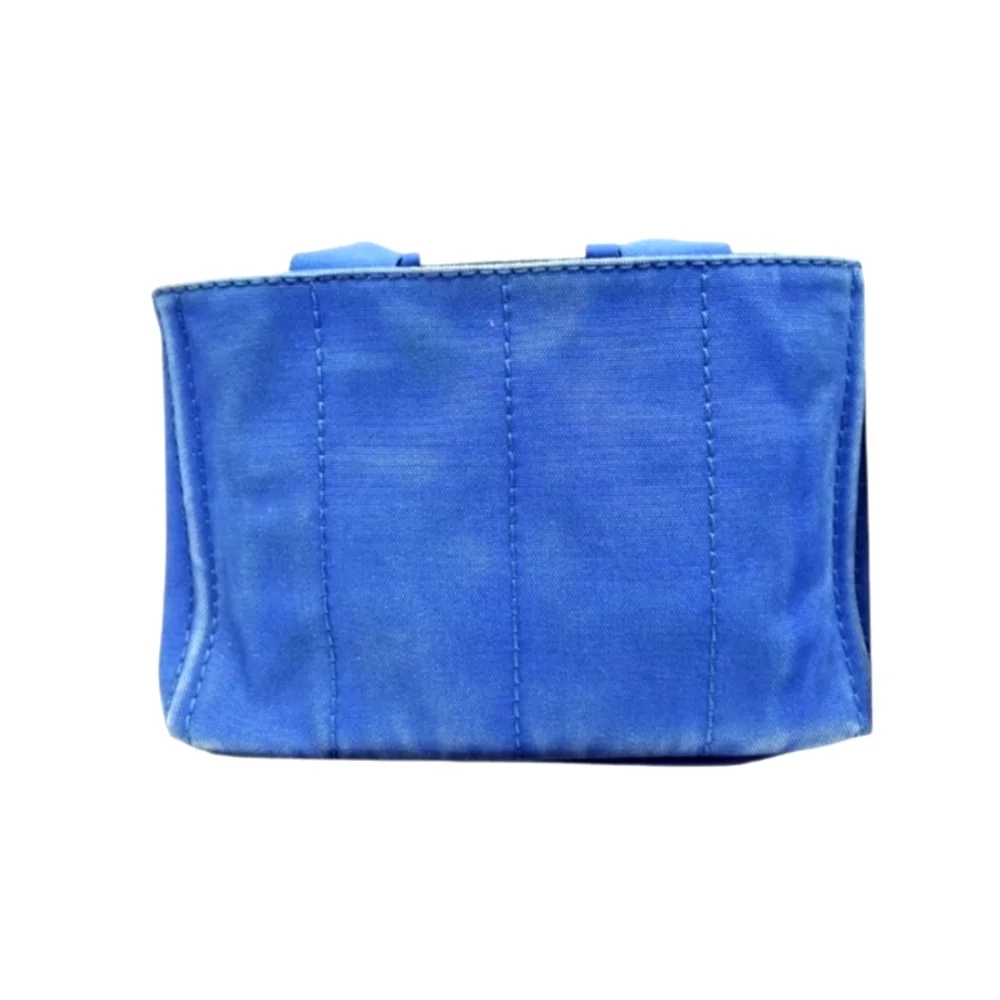 Prada Milano Blue Canvas Tote Bag - Picture 3 of 12